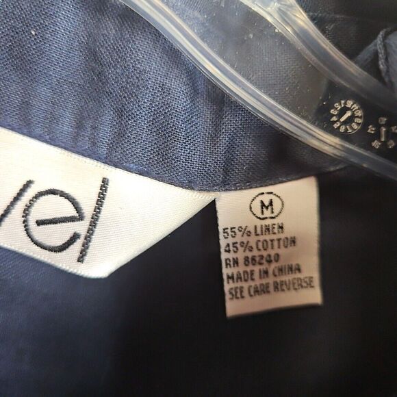 Ravel Women's Med  Blue Linen Cotton Zip Blouse 3/4 Sleeve - Picture 2 of 10